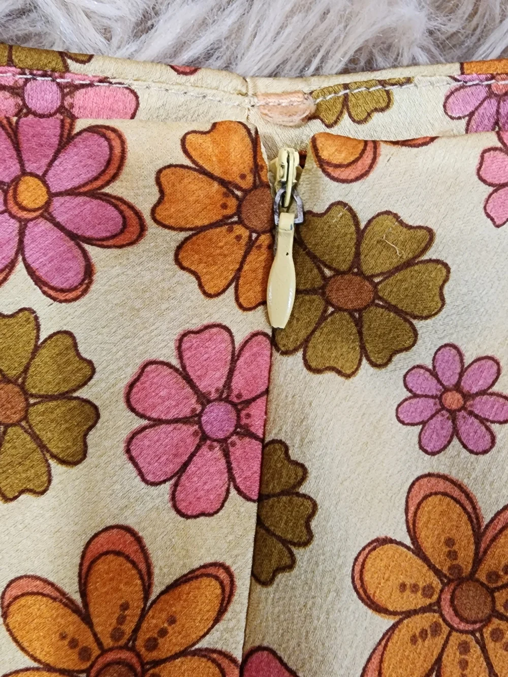 Cotton Candy Cream Mini Skirt with Pink & Orange Floral Print